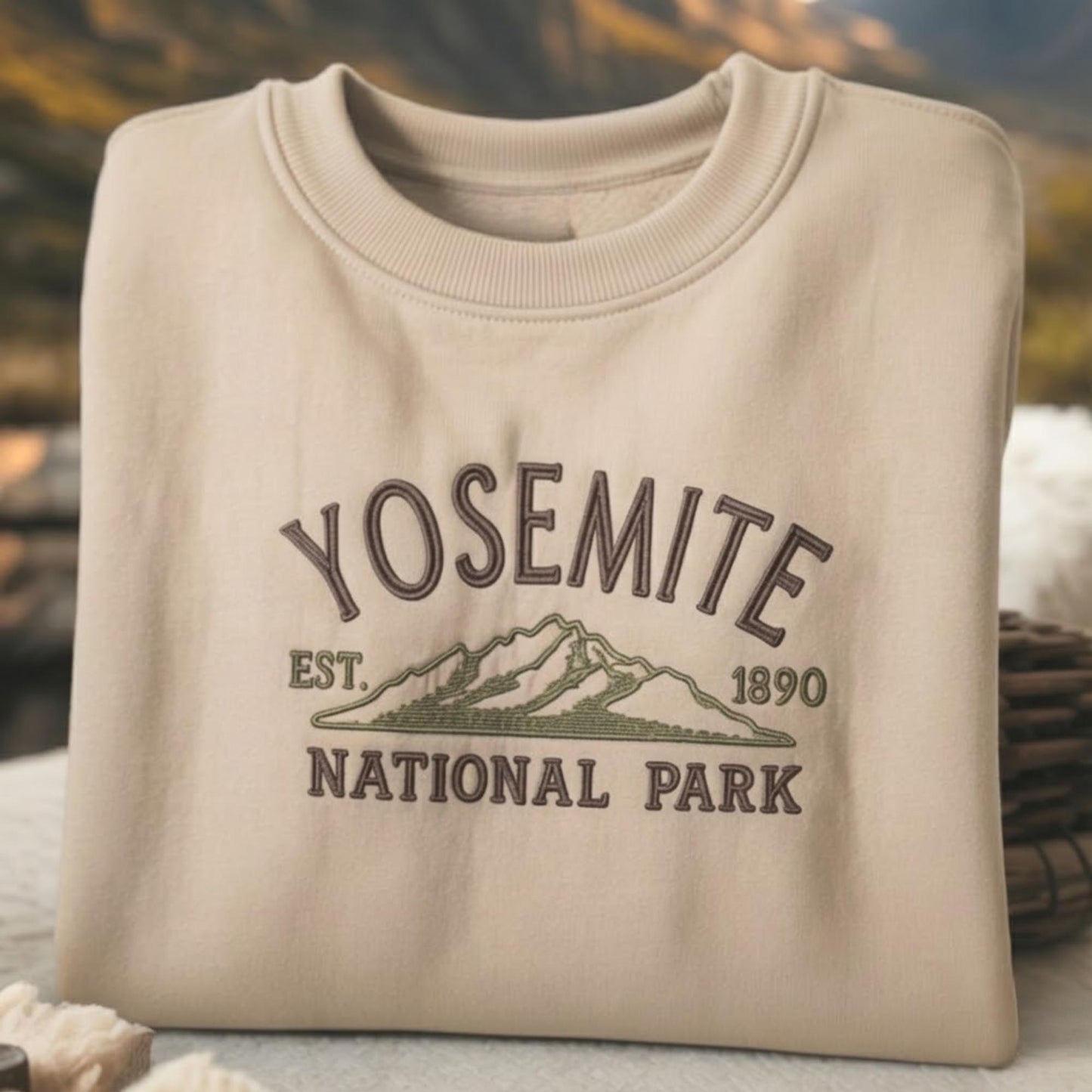 Yosemite National Park Embroidered Sweatshirt, Vintage Mountain Crewneck, Outdoor Adventure Sweater, Nature Travel Gift for Park Lovers
