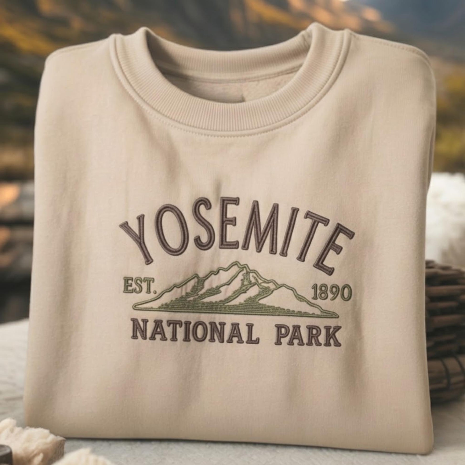 Yosemite National Park Embroidered Sweatshirt, Vintage Mountain Crewneck, Outdoor Adventure Sweater, Nature Travel Gift for Park Lovers