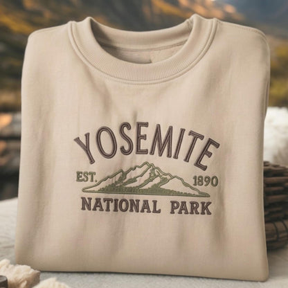 Yosemite National Park Embroidered Sweatshirt, Vintage Mountain Crewneck, Outdoor Adventure Sweater, Nature Travel Gift for Park Lovers