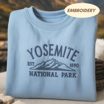 Yosemite National Park Embroidered Sweatshirt, Vintage Mountain Crewneck, Outdoor Adventure Sweater, Nature Travel Gift for Park Lovers