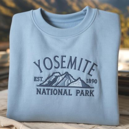 Yosemite Embroidered National Park Sweatshirt, Retro Mountain Hiking Crewneck, Scenic Outdoor Sweater, Cozy Nature Travel Gift for Her