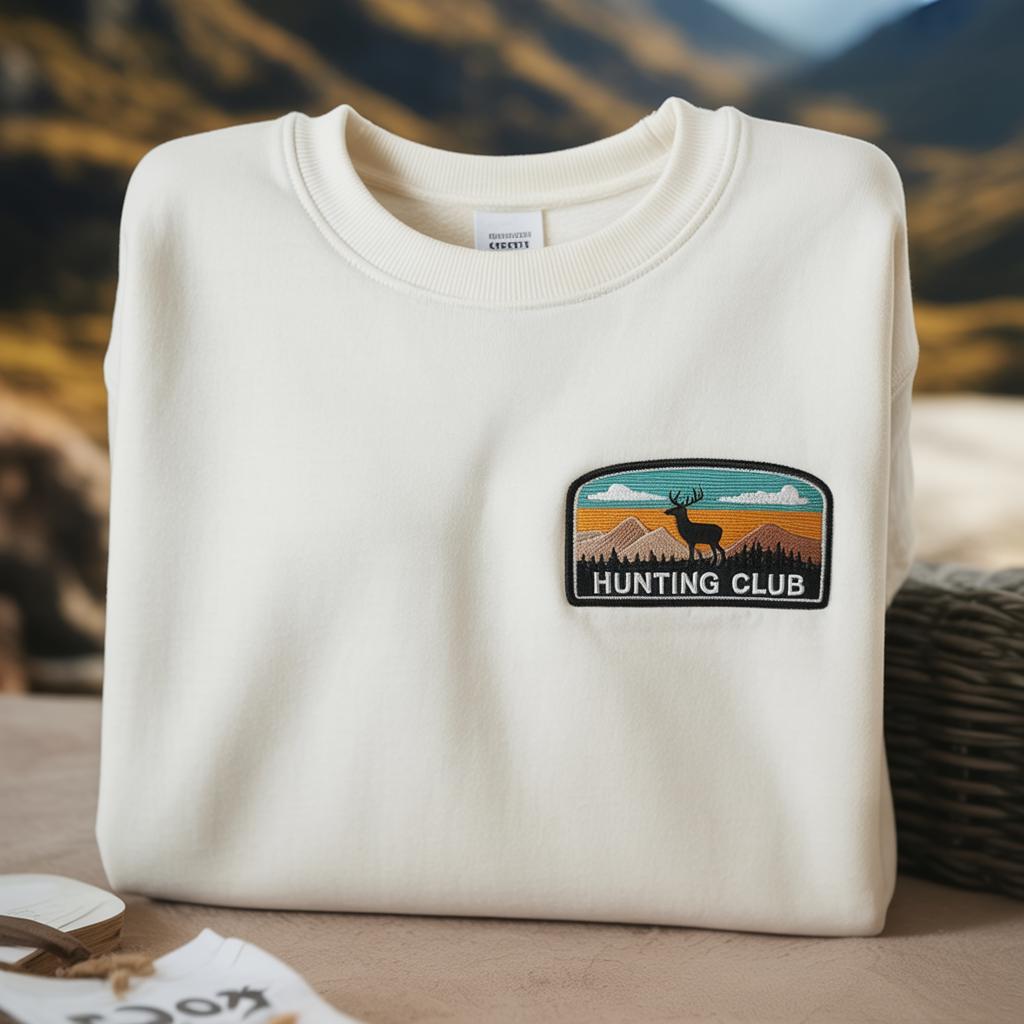 Embroidered Hunting Club Deer Sweatshirt, Hunting Season Shirt
