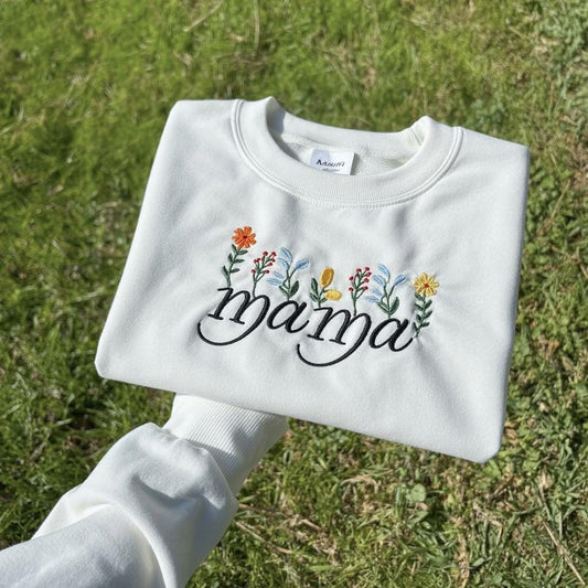 Embroidered Wildflower Mama Sweatshirt, Mother's Day Gift