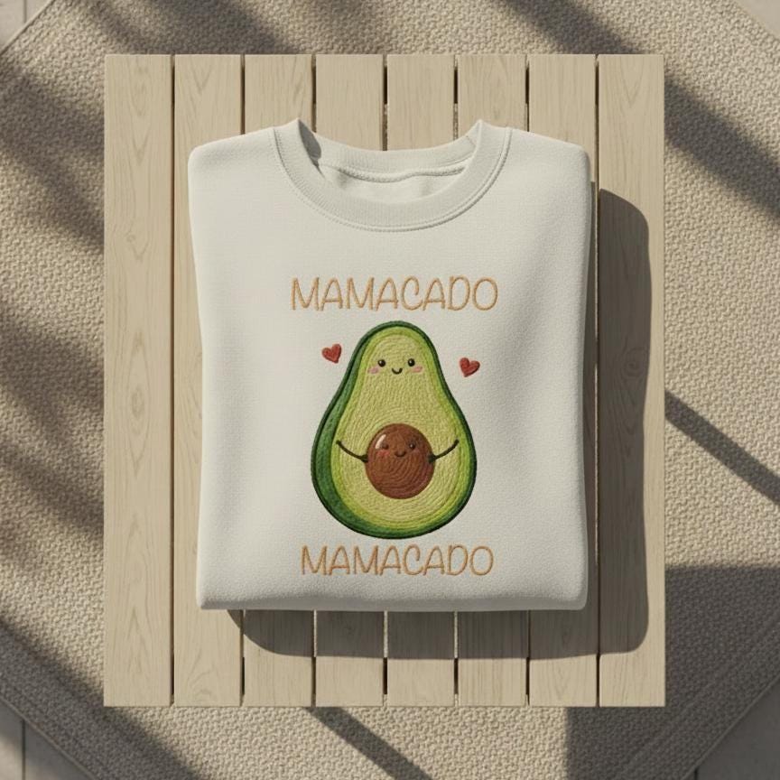 Mamacado Embroidered Sweatshirt, Avocado Mom Crewneck, Baby Announcement Gift