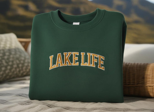 Embroidered Lake Life Sweatshirt, Camping Outfit, Travel Apparel