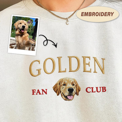 Golden Retriever Embroidered Sweatshirt, Custom Pet Fan Club Sweatshirt, Golden Retriever Mom Crewneck, Embroidered Dog Lover Gift