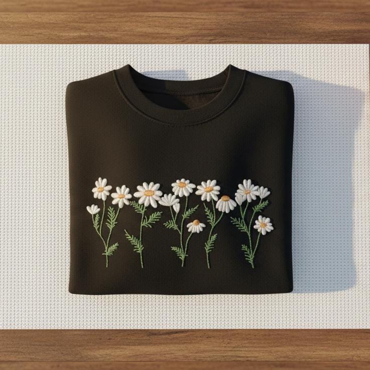 Wildflower Embroidered T-Shirt | Unisex Cotton Floral Tee | Botanical Garden Nature Lover Gift
