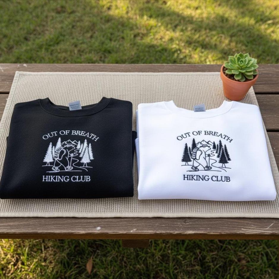 Embroidered Hiking Sweatshirt | Funny Raccoon, Nature Lover Gift