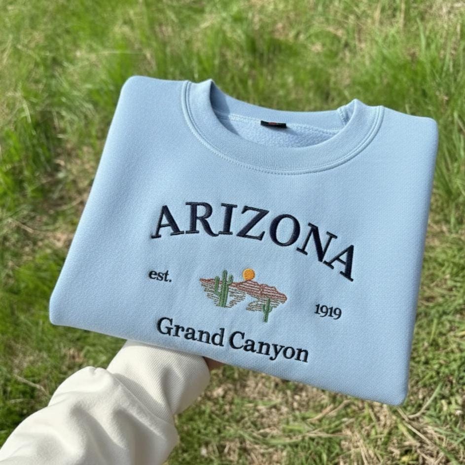 Arizona Embroidered Sweatshirt, Desert Southwest Crewneck, Arizona Travel Souvenir Gift