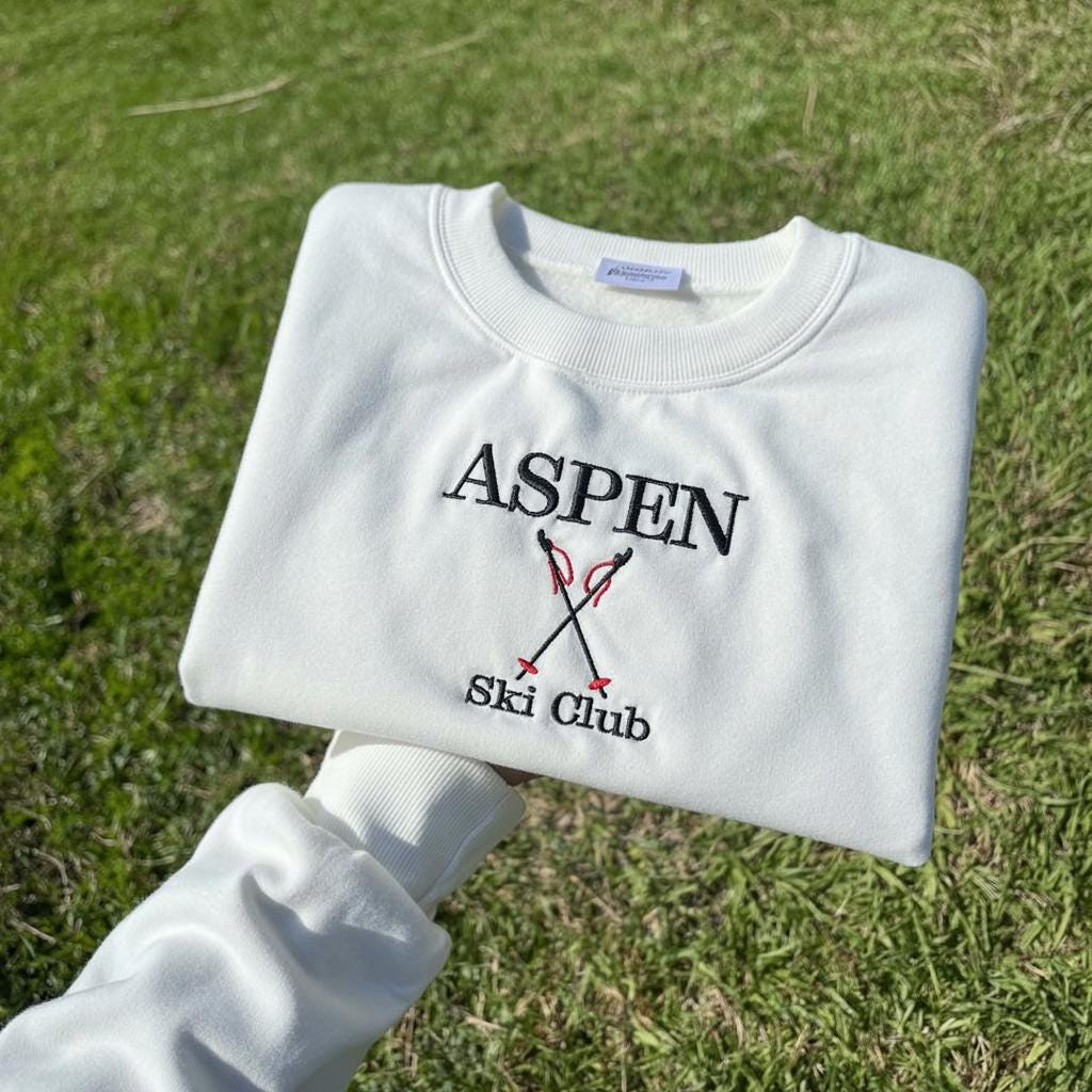 Aspen Embroidered Sweatshirt, Colorado Mountain Crewneck, Aspen Ski Resort Travel Souvenir Gift
