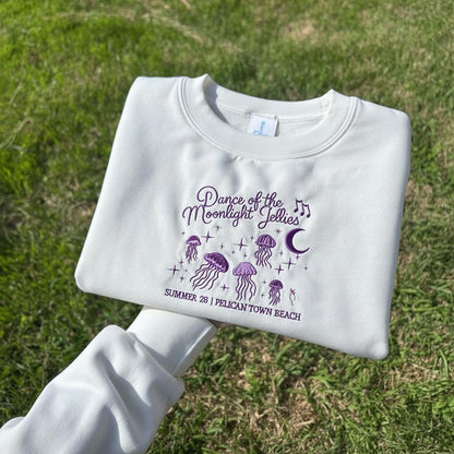 Embroidered Jellyfish Sweatshirt: Funny Gamer Ocean Crewneck