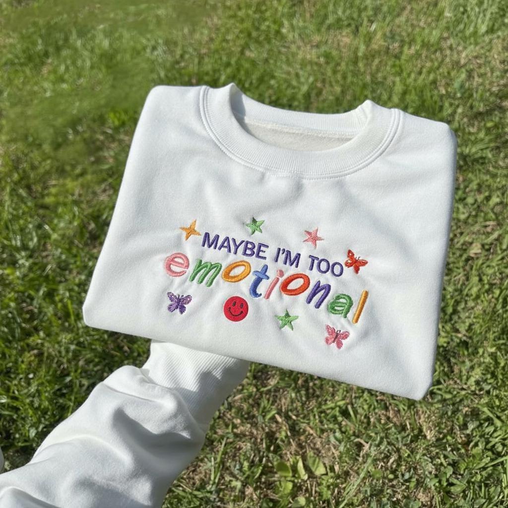 Embroidered Crewneck Sweatshirt, Taylor-Inspired Emotional Quote