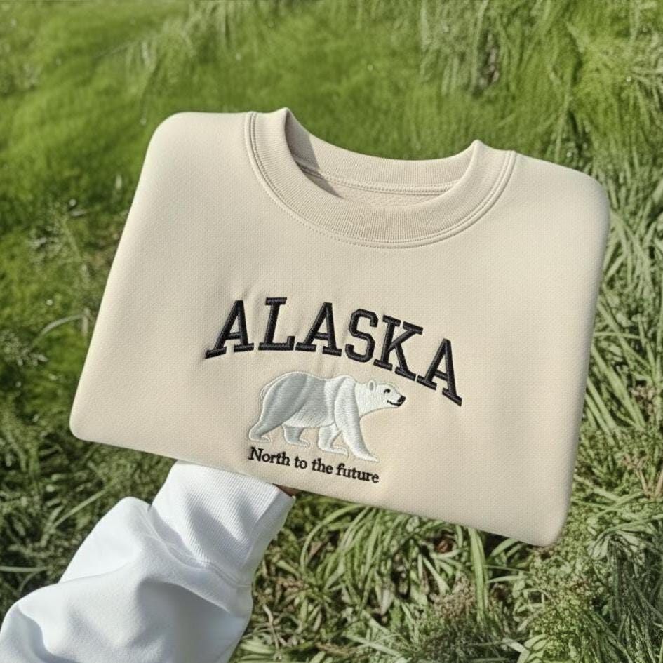 Alaska Embroidered Sweatshirt, Polar Bear Souvenir Gift