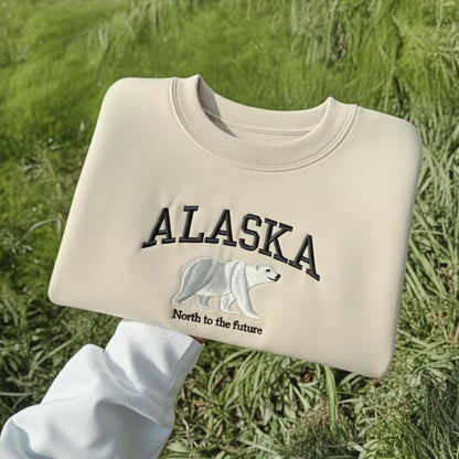 Alaska Embroidered Sweatshirt, Polar Bear Souvenir Gift