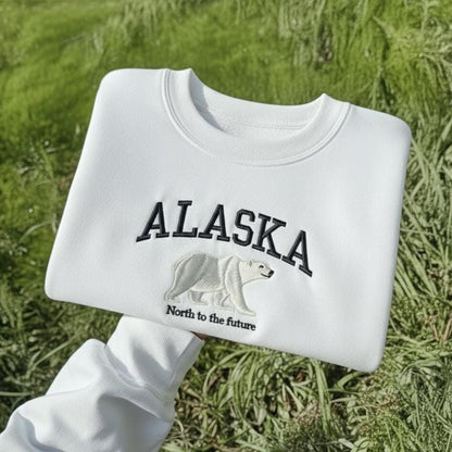 Alaska Embroidered Sweatshirt, Polar Bear Souvenir Gift