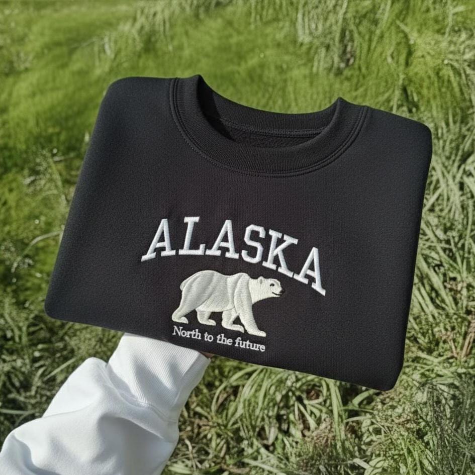 Alaska Embroidered Sweatshirt, Polar Bear Souvenir Gift