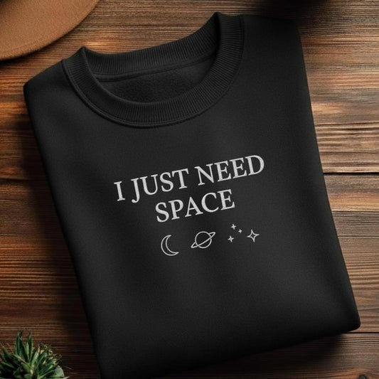 Embroidered Sweatshirt | I Need Space, Introvert Crewneck