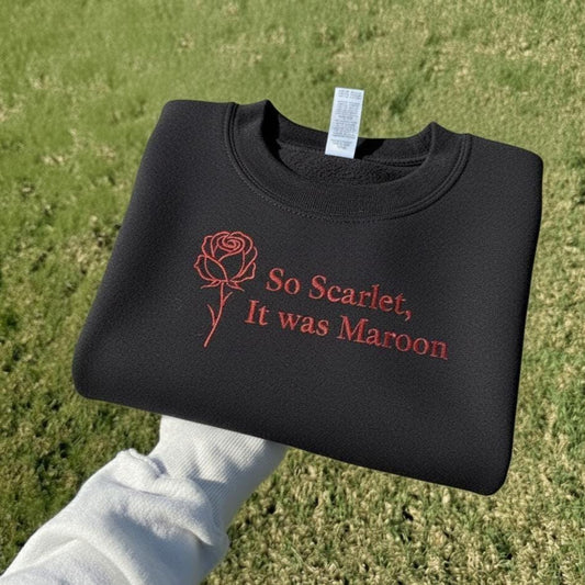 Embroidered Y2K Crewneck Sweatshirt | So Scarlet, It Was Maroon
