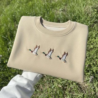 Embroidered Duck Sweatshirt, Animal Lover Crewneck Gift