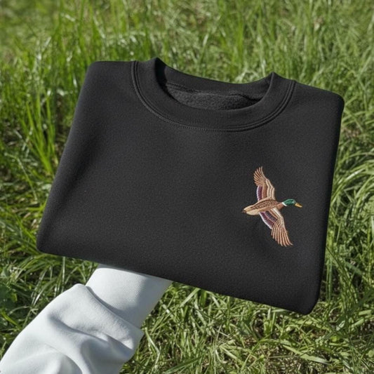 Mallard Duck Embroidered Crewneck Sweatshirt, Nature Lover Gift