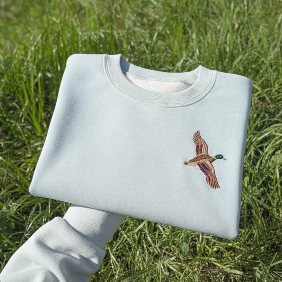 Mallard Duck Embroidered Crewneck Sweatshirt, Nature Lover Gift