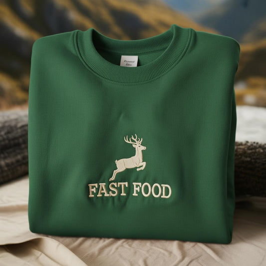 Embroidered Fast Food Deer Sweatshirt, Hunter Gift