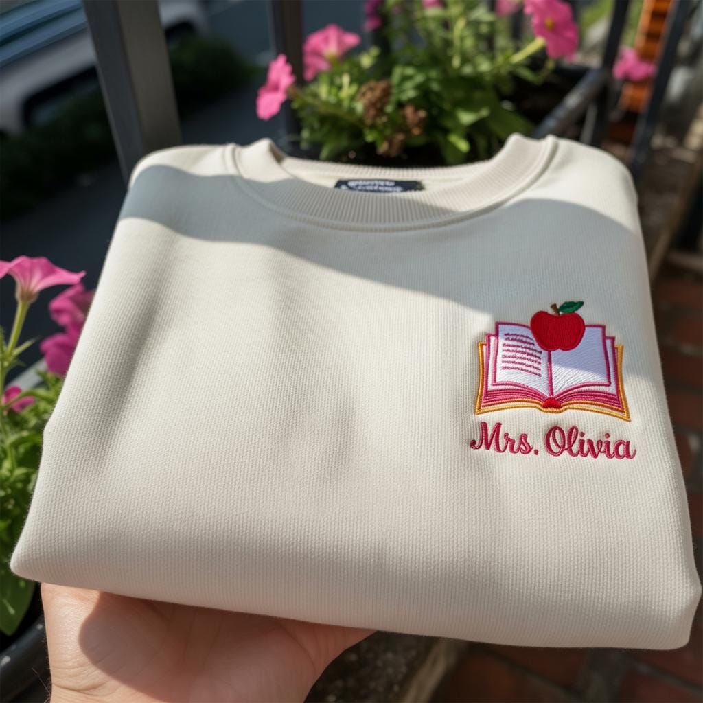 Embroidered Custom Teacher Name Sweathirt,Personalized Teacher Appreciation Gift for Teacher Shirt, Back to School Tee, Teacher Team Tshirts