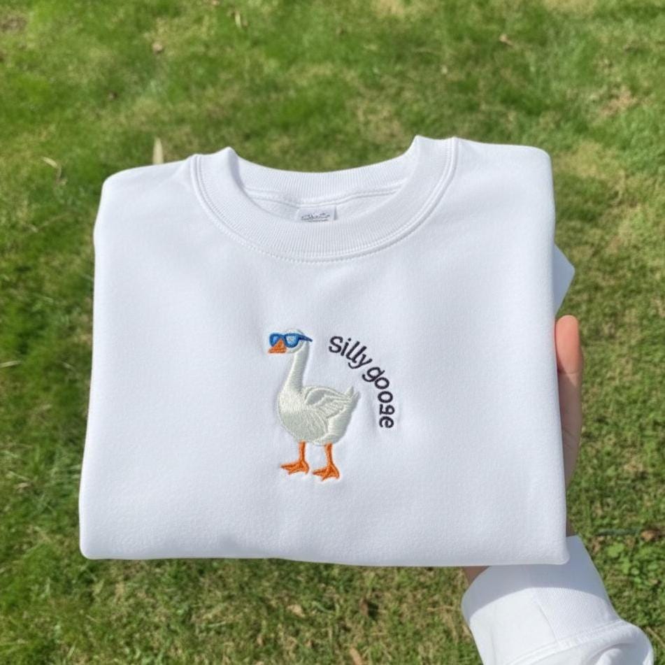 Silly Goose Embroidered Sweatshirt, University Crewneck