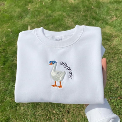 Silly Goose Embroidered Sweatshirt, University Crewneck