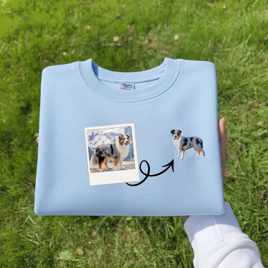 Sweatshirt Custom Pet Line Art Embroidered Sweatshirt, Trucker Style Embroidery, Custom Pet Portrait Gift for Boyfriend