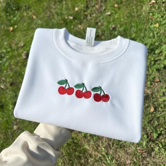 Shirt Cherries Embroidered Shirt, Cute Fruit Embroidery Shirt, Sweet Cherry Aesthetic Gift