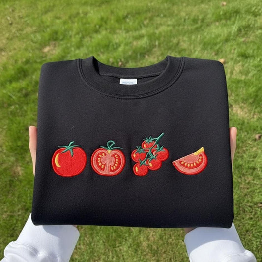 Embroidered Tomato Shirt, Botanical Garden Tee, Cottagecore Clothing