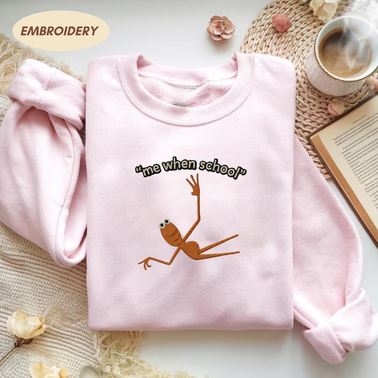 Marcus The Worm Embroidered Shirt, Me When School Shirt, Jimbo James Shirt, Brain Rot Shirts, Marcus The Worm Meme Shirt, Funny Meme Shirts