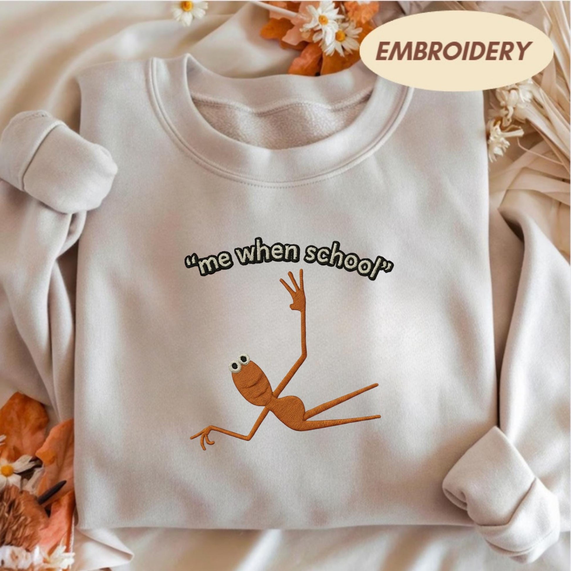 Marcus The Worm Embroidered Shirt, Me When School Shirt, Jimbo James Shirt, Brain Rot Shirts, Marcus The Worm Meme Shirt, Funny Meme Shirts