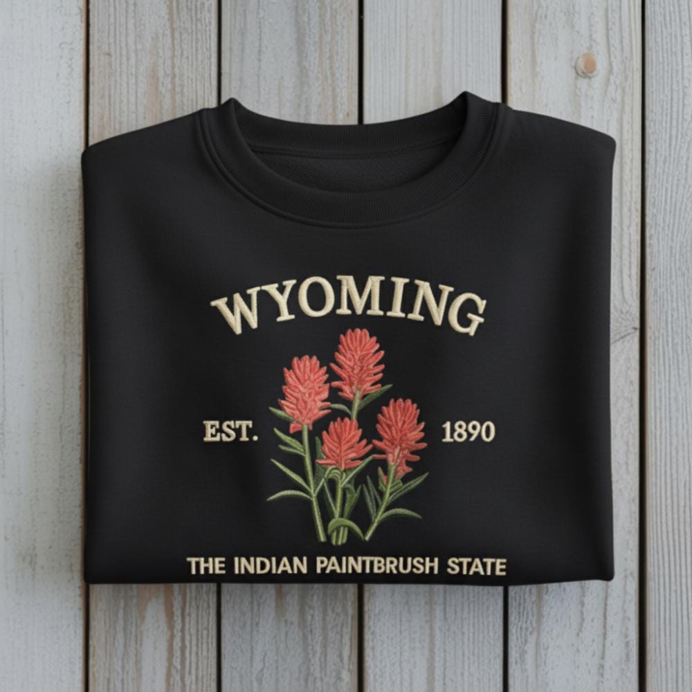 Wyoming Indian Paintbrush State Embroidered Sweatshirt State Flower Crewneck Western Nature Gift