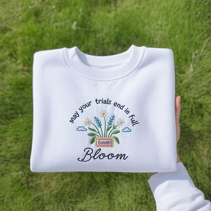 Embroidered Bloom Sweatshirt, Floral Positivity Quote