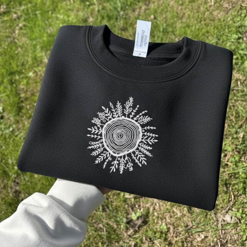 Wild Bloom Embroidered Shirt Nature Floral Cotton Shirt Botanical Embroidery Gift for Her