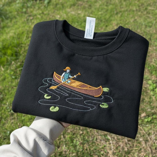 Canoeing Adventures Embroidered Sweatshirt Outdoor Paddle Crewneck Nature Adventure Gift