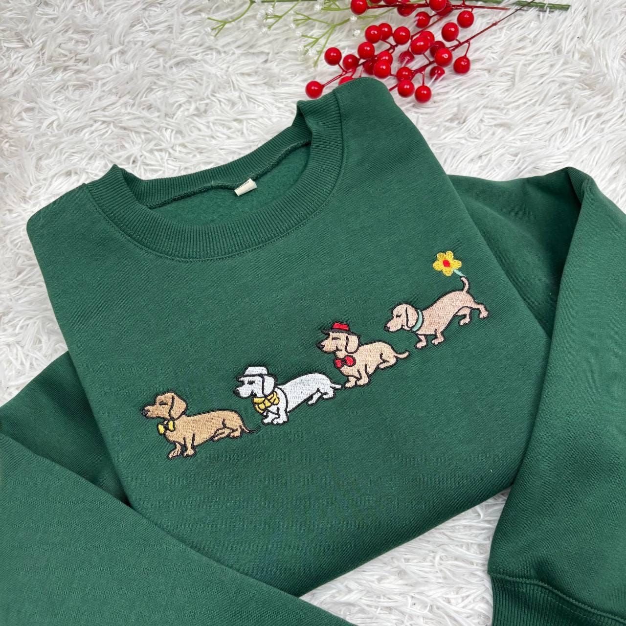 Dachshund Embroidered Sweatshirt, Wiener Dog Crewneck, Sausage Dog Sweater, Cute Puppy Shirt, Dog Mom Gift, Pet Lover Apparel, Doxie Crew