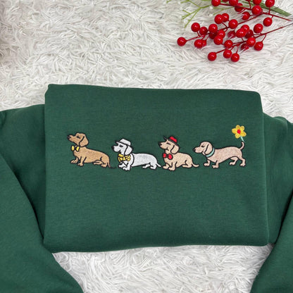Dachshund Embroidered Sweatshirt, Wiener Dog Crewneck, Sausage Dog Sweater, Cute Puppy Shirt, Dog Mom Gift, Pet Lover Apparel, Doxie Crew