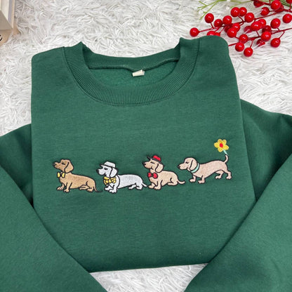 Dachshund Embroidered Sweatshirt, Wiener Dog Crewneck, Sausage Dog Sweater, Cute Puppy Shirt, Dog Mom Gift, Pet Lover Apparel, Doxie Crew