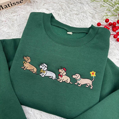Dachshund Embroidered Sweatshirt, Wiener Dog Crewneck, Sausage Dog Sweater, Cute Puppy Shirt, Dog Mom Gift, Pet Lover Apparel, Doxie Crew
