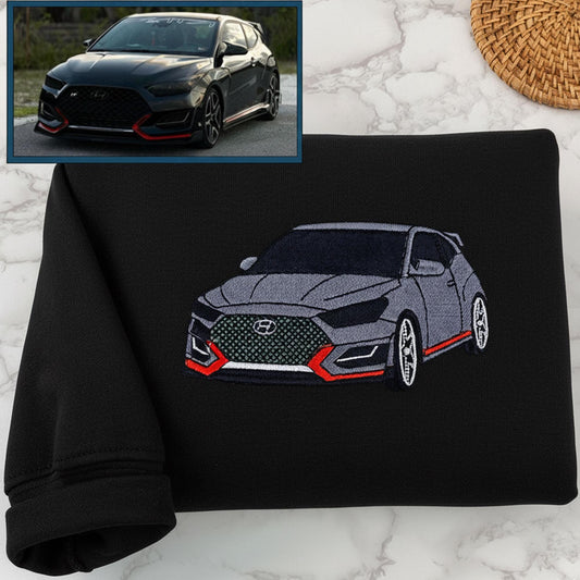 Custom Embroidered Car Portrait Hoodie, Personalized Auto Gift