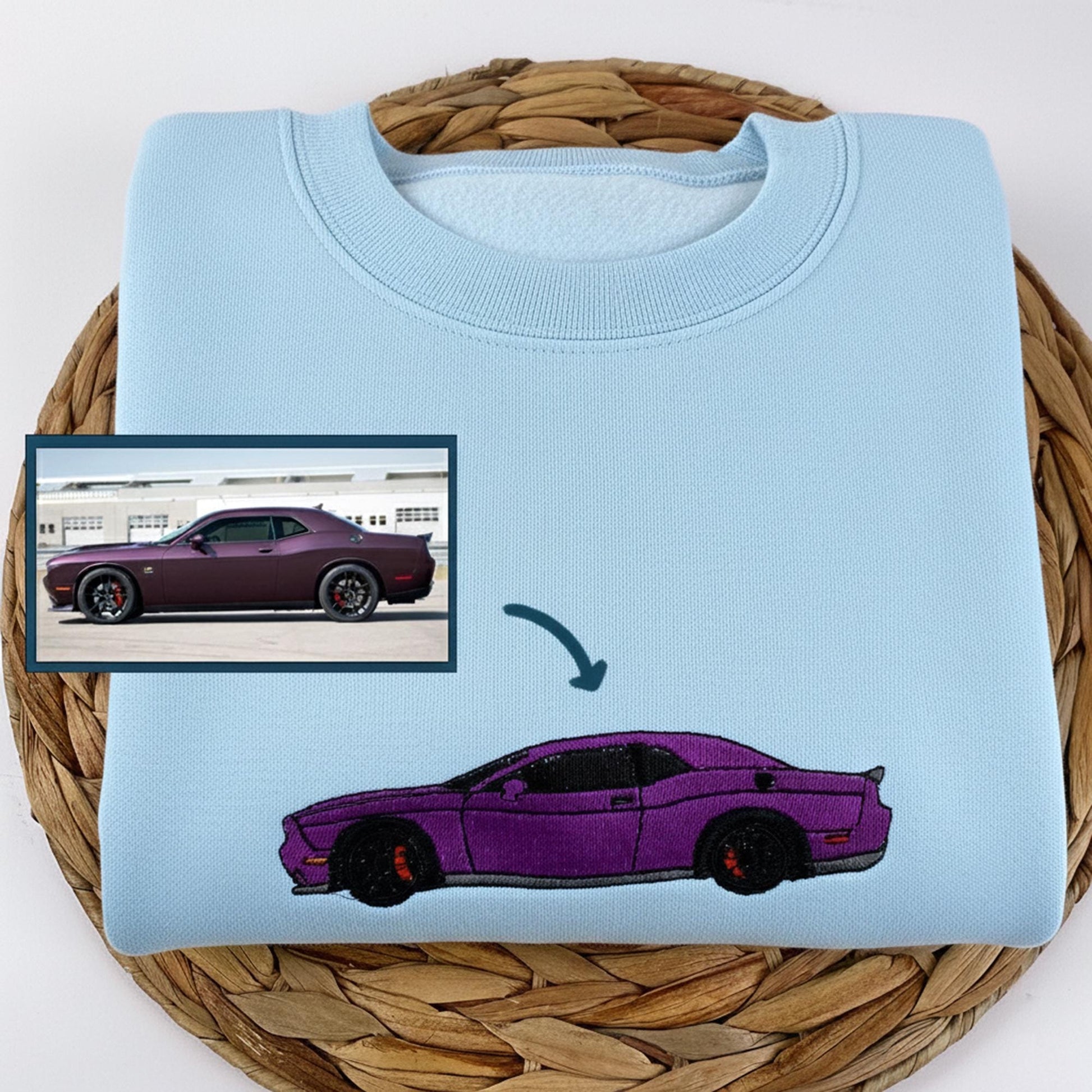 Custom Embroidered Car Portrait Hoodie, Personalized Auto Gift