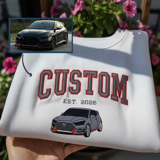 Custom Embroidered Car Photo Sweatshirt: Personalized Varsity Style