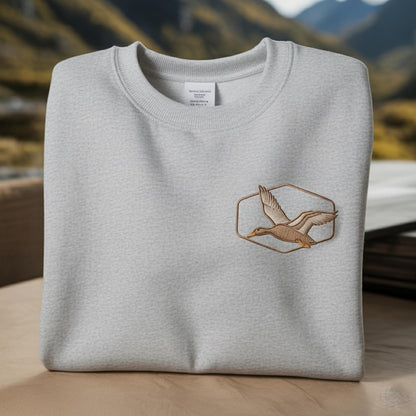 Embroidered Flying Duck Sweatshirt, Hunting Season