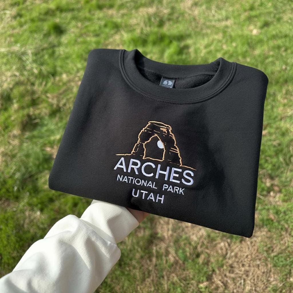 Arches National Park Embroidered Sweatshirt, Utah Mountain Crewneck