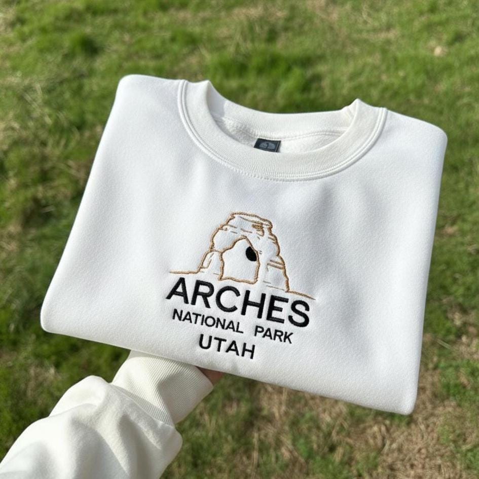 Arches National Park Embroidered Sweatshirt, Utah Mountain Crewneck