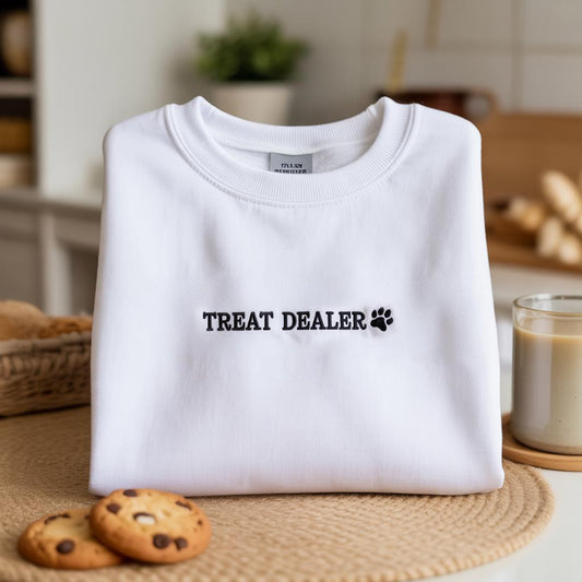 Embroidered Treat Dealer Sweatshirt, Funny Dog Mom Gift