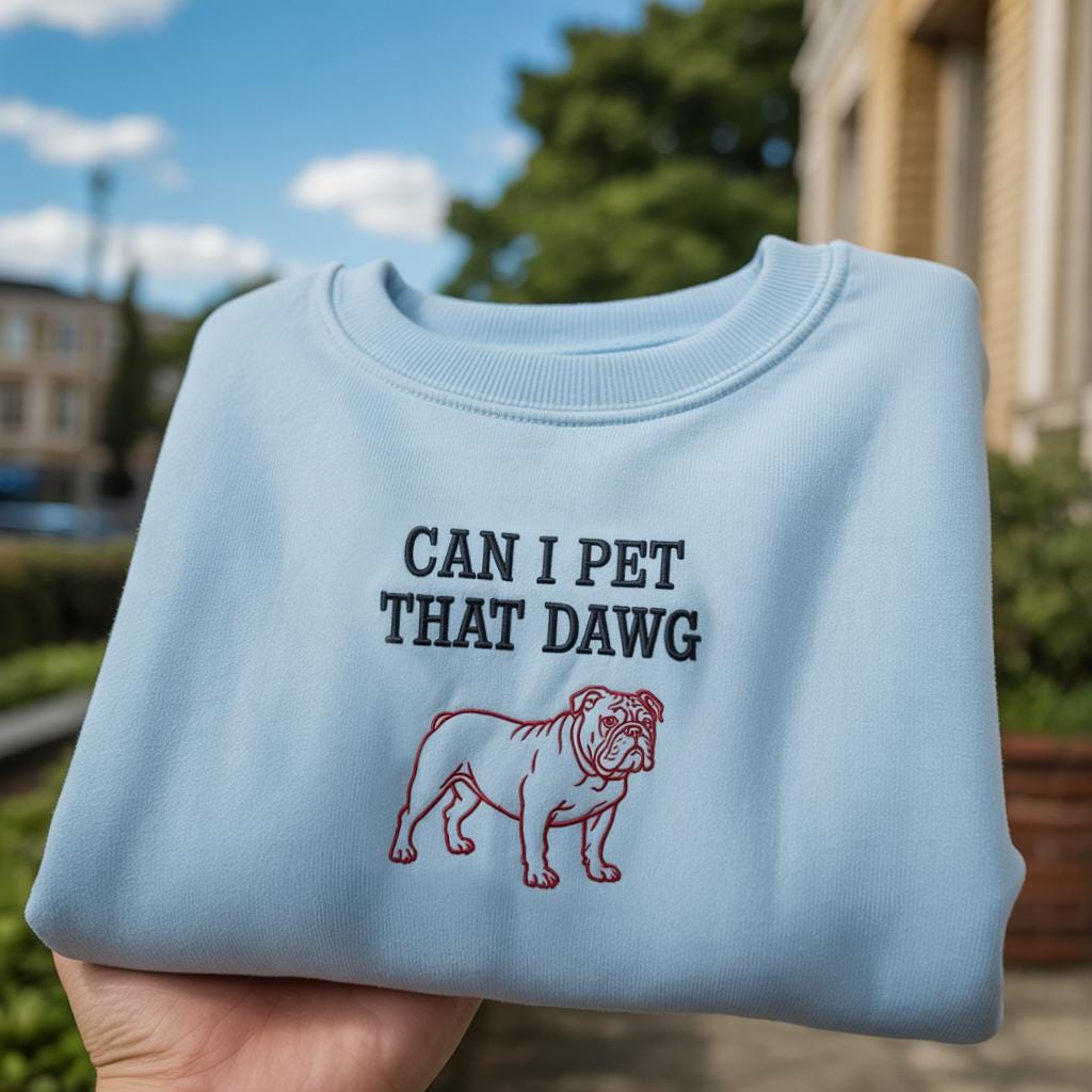 Embroidered Bulldog Sweatshirt, UGA Game Day Shirt, Dog Lover Gift
